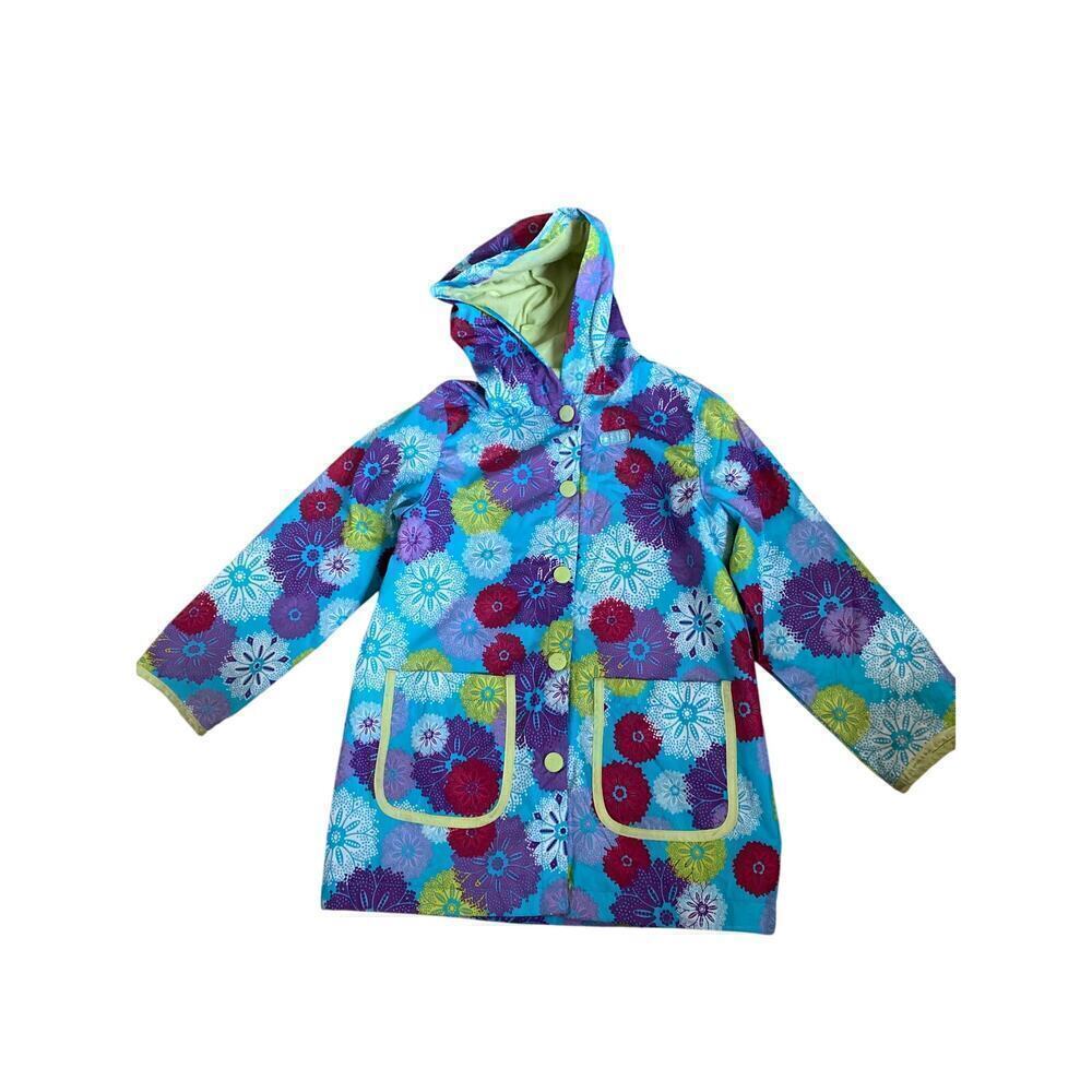 Skechers Girls 6X raincoat Jacket hood front patch pockets outdoor whimsical